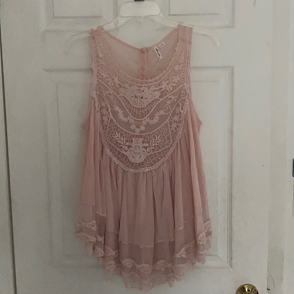 Ultra Pink Lace Blouse Tank Top
